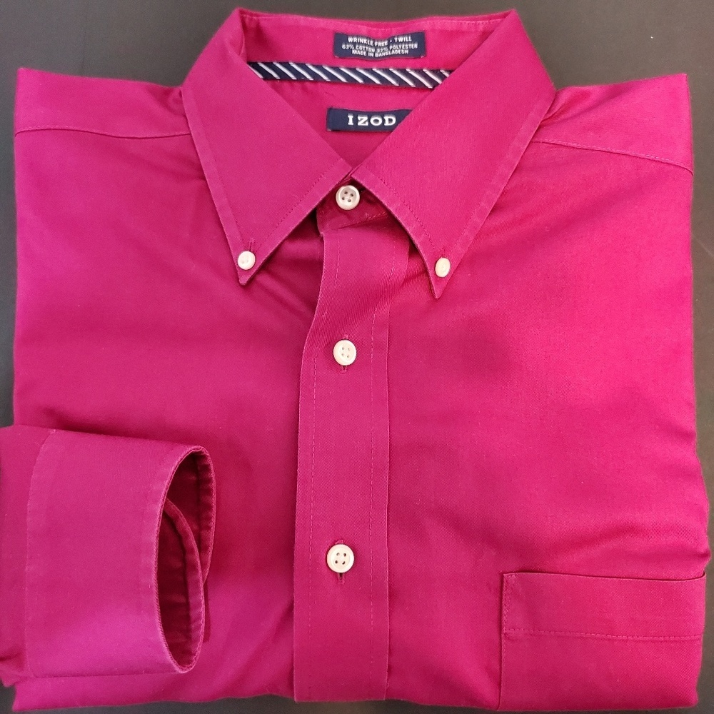 IZOD MEN'S REGULAR FIT,WRINKLE FREE DRESS SHIRT